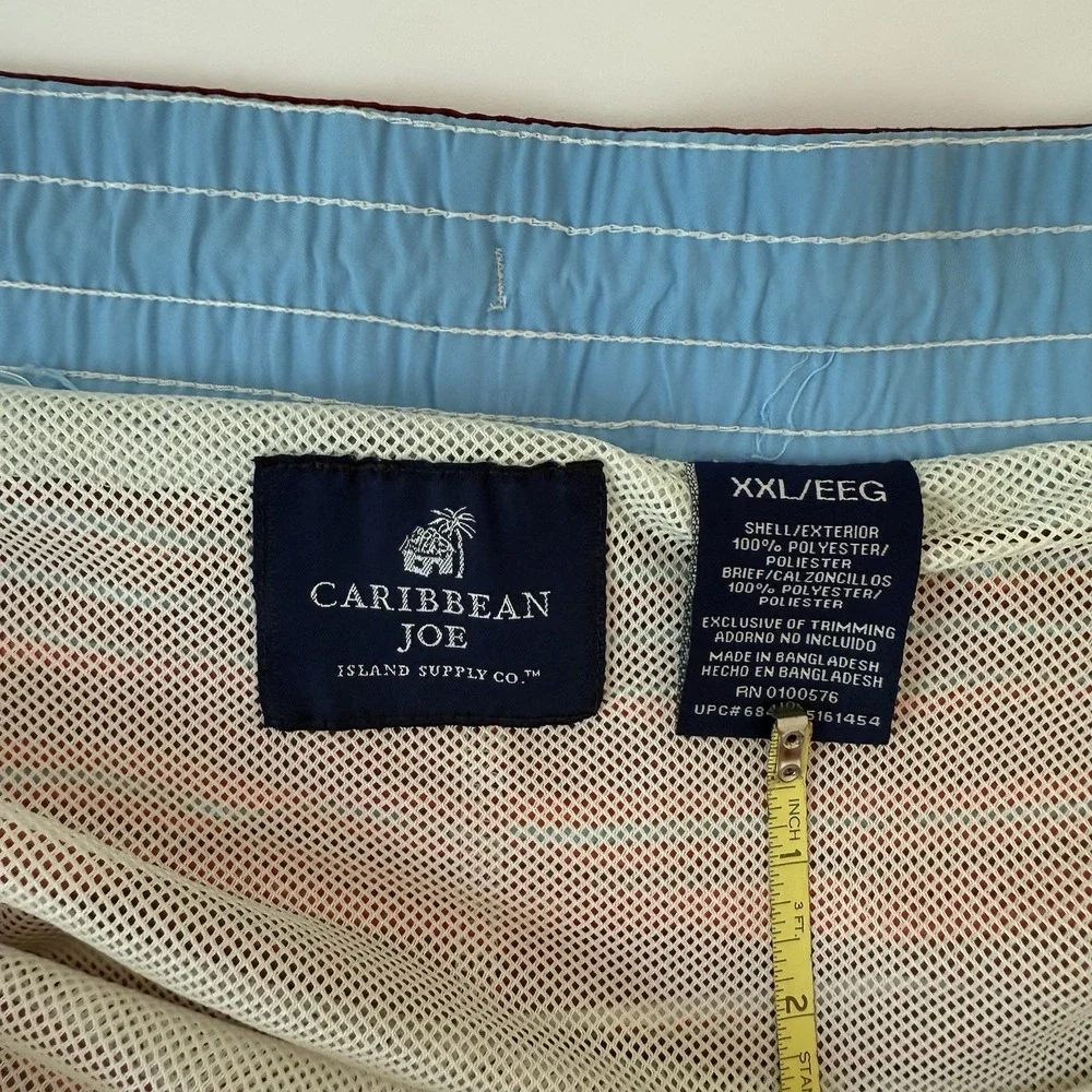 CARIBBEAN JOE Men's Sz‎ 2XL Brief NETTED Swim TRUNKS Beach Board Shorts  EUC